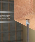 Easy Install Wood Threaded Rod Anchor, Three And A Half Inch Screw, No Pre Drill Required, Zinc Finish, Steel Construction