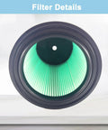 Close-up view of a green VF6000 filter from 2 Pack VF6000 Replacement Filter For 5-20 Gallon Wet Dry Vacuums Fits WD5500 WD0671.