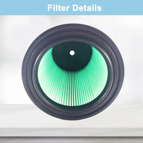 Close-up view of a green VF6000 filter from 2 Pack VF6000 Replacement Filter For 5-20 Gallon Wet Dry Vacuums Fits WD5500 WD0671.