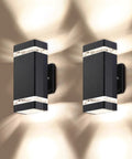 Two Pack LED Square Up And Down Outdoor Wall Lights Aluminum Weatherproof Sconces 3000K Warm White 5W Each ETL Certified Modern