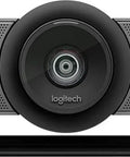 4K Video Conference Camera Rig With Three Built In Mics And 120 Degree Lens For Small Meeting Rooms Smooth Plug And Play Design Delivers Killer Clarity And Room Ready Audio Visual Gear Always On Call Black front view