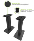 Rising Desktop Speaker Stands for Small to Medium Bookshelf Speakers and 2 to 4 Inch Studio Monitors, 8.3 Inch Tall, Black Pair