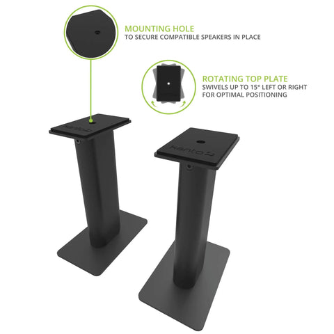 Rising Desktop Speaker Stands for Small to Medium Bookshelf Speakers and 2 to 4 Inch Studio Monitors, 8.3 Inch Tall, Black Pair