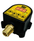Front view of Digital Adjustable Pressure Switch Controller For Water And Air Pumps 220V 145 PSI One Half Inch Male NPT Thread