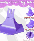 Handy Dead Simple Three Prong Zipper Jig Tool With Self Adhesive Backing in purple ABS, designed for seamless zipper replacements.