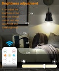 Battery Powered Black Industrial Wall Sconces Set Of 2 With Remote Control USB Rechargeable And Dimmable, brightness adjustment shown over sofa.