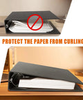 Heavy Duty Triangle Sheet Lifters For Three Ring Binders Kick Paper Curl To The Curb With These Solid Plastic Page Protectors 12 Pack in use with documents.