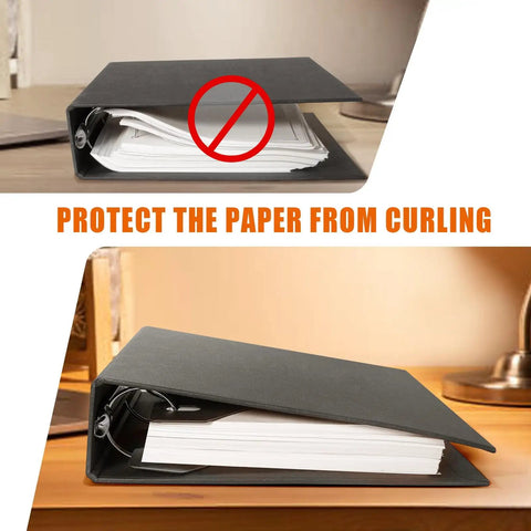 Heavy Duty Triangle Sheet Lifters For Three Ring Binders Kick Paper Curl To The Curb With These Solid Plastic Page Protectors 12 Pack in use with documents.
