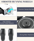 5 Inch Shopping Cart Caster Wheel Replacement Kit With Polyurethane Stepped And Full Tread Face Wheels showcasing precision sealed ball bearing and strong wear resistance.