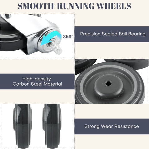 5 Inch Shopping Cart Caster Wheel Replacement Kit With Polyurethane Stepped And Full Tread Face Wheels showcasing precision sealed ball bearing and strong wear resistance.