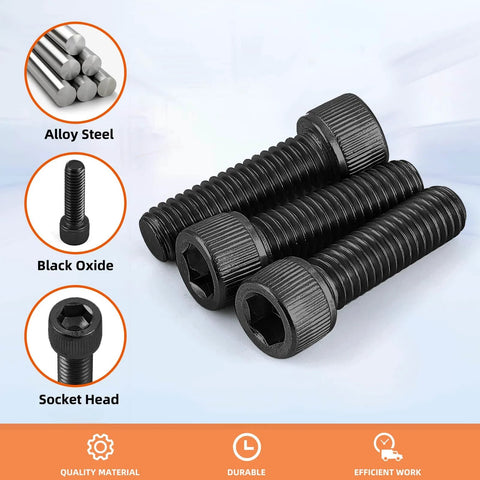 Heavy Duty 5/16-18 Socket Head Cap Screws 3/4 Inch Fully Threaded Allen Hex Drive Black Oxide 12.9 Grade Alloy Steel UNC Coarse