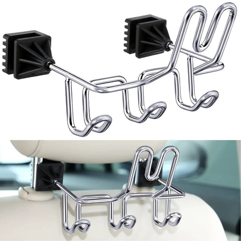 Hard Hat Holder And Gear Organizer For Truck Or Car With Three Lower Hooks For Jackets Tool Bags Headphones And Totes Patent Pending Silver Finish Durable Steel Mount
