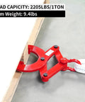 Beefy 1 Ton Pallet Puller Clamp With 5 Inch Opening, Heavy Duty Pallet Grabber Hoist, 2205 Lbs Capacity, 45 Steel With Powder Coating, Corrosion Resistant, Ideal For Lifting, Grabbing, And Moving Pallets used on a wooden pallet