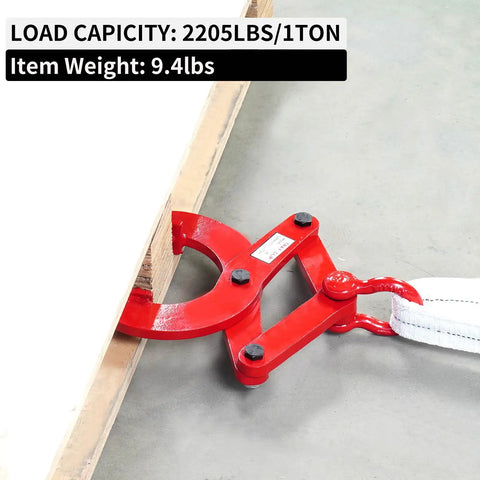 Beefy 1 Ton Pallet Puller Clamp With 5 Inch Opening, Heavy Duty Pallet Grabber Hoist, 2205 Lbs Capacity, 45 Steel With Powder Coating, Corrosion Resistant, Ideal For Lifting, Grabbing, And Moving Pallets used on a wooden pallet