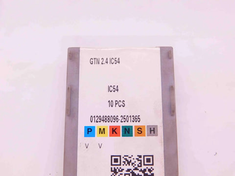 New 7 Piece GTN Two Point Four IC54 Carbide Cutoff Inserts Self Grip Indexable For Heavy Duty Milling And Turning High Precision Cutting Long Lasting Sharpness Ea0774CU4, GTN 2.4 IC54 label