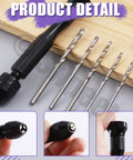 Slick 492 Piece Pin Vise Hand Drill Kit With Fine Twist Bits And Assorted Eye Screws showing pin vise chuck and metal drill bits.