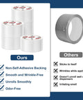 Comparison of heavy duty packing tape 2 inch by 60 yards 3 roll pack with dispenser clear transparent parcel tape.
