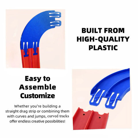90 Degree Banked Turn Double Racetrack Connector For 1 To 64 Cars And Slot Cars Hot Wheels Compatible blue plastic pieces