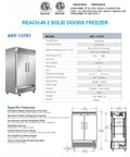 Straight Up Tough Commercial Reach In Two Door Freezer With Slick Digital Temperature Control, Roomy Forty Nine Cubic Foot Storage, Heavy Duty Stainless Steel Finish For Your Kitchen Hustle - detailed product specifications