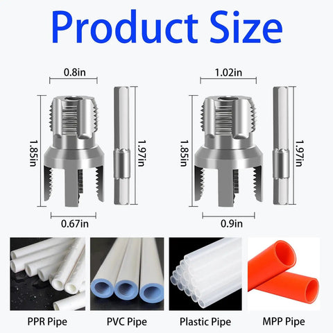 Product size details for Dual Function Pipe Threading Tool Set For PVC PPR Pipes Internal And External Thread Cutter with dies