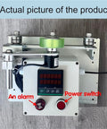 Rock Solid Wire Rope Length Counter With Alarm Digital Measuring Wheel For Cable Textile Trades showing alarm, power switch, and smooth rubber drum.