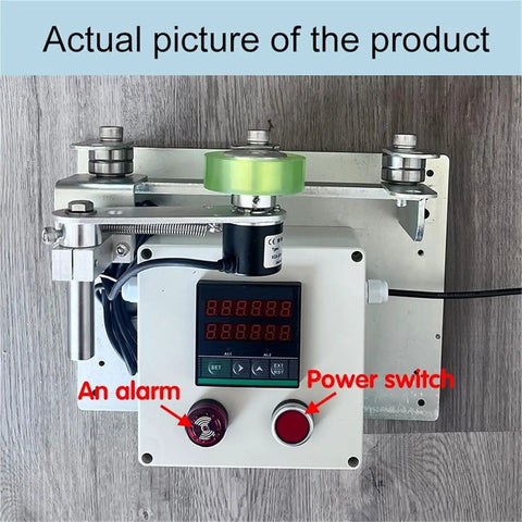 Rock Solid Wire Rope Length Counter With Alarm Digital Measuring Wheel For Cable Textile Trades showing alarm, power switch, and smooth rubber drum.