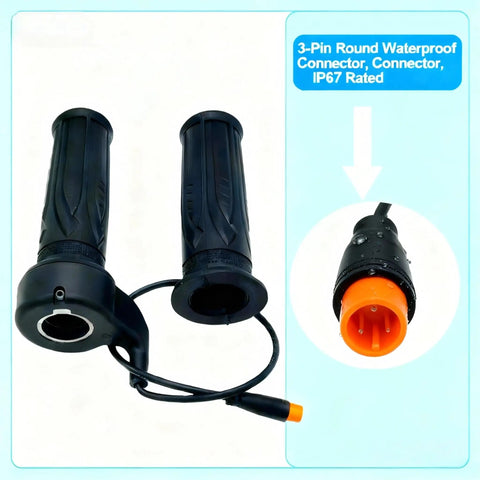 Full Twist Throttle For Ebike Fits 22mm Handlebars 12V To 72V Universal E Bike Scooter Compatibility 3 Pin Waterproof Connector Easy Install High Performance Throttle For Electric Bicycles And Scooters Ride Ready