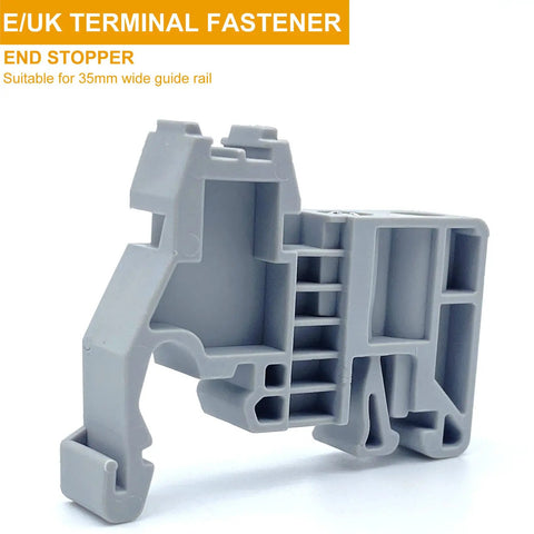 DIN Rail End Stopper Bracket For 35mm Wide Guide Rail Terminal Blocks Screw Clamp End Fixing Block Built Tough PA66 Nylon