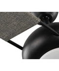 Close-up of Edisto 54 Inch Indoor Outdoor Ceiling Fan with two canvas wrapped blades, UV inhibitors, charcoal finish