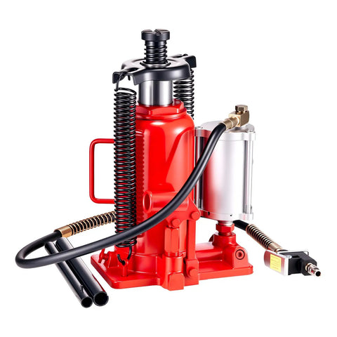 20 Ton Air Hydraulic Bottle Jack With Pneumatic And Manual Operation, Heavy Duty Welded Bottle Jack For Cars, SUVs, Trucks, Red