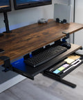 Under Desk Keyboard Tray With Pull Out Platform Extra Sturdy C Clamp Mount Big 33 Inch Wide By 11 Inch Deep Slide Out Tray Built In Pencil Drawer Space Saving Keyboard And Mouse Setup Black