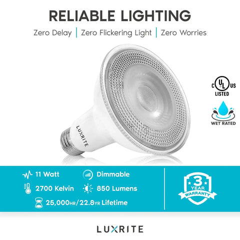 Heavy Duty Led Par30 Flood Light Bulbs 75 Watt Equivalent 2700K Warm White Wet Rated Indoor Outdoor Spotlight Four Pack Solid Build Plug And Play Delivers Smooth Illumination With No Sweat Or Hassle