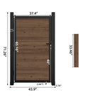 Front view of 6 Ft By 3 Ft Cedar Wood Fence Gate Kit With Aluminum Frame Privacy Gate Board On Board, Heavy Duty Posts, Lockable Handle
