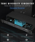 Wireless Microphone System Built For Stage Pros And Studio Setups With True Diversity UHF circuitry and interference protection display