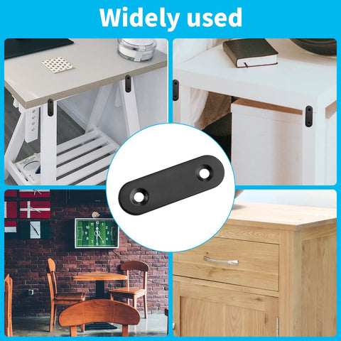 20 Sets Black Stainless Steel Flat Plate Straight Brackets For Wood 2 Inch 50x16x2 Mm Corner Mending Braces on furniture