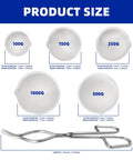 Six Pack Quartz Ceramic Crucible Set With Seven Point Eight Seven Inch Crucible Tong For Jewelry Casting And Refining Gold Silver Brass Alloy 100g 150g 250g 500g 1000g Melting Dishes, product size guide with measurements