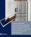 241778307 Gray Refrigerator Door Gasket Premium Replacement Seal shown with Electrolux fridge. Silicone rubber, easy DIY install.