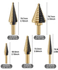 Step Drill Bit Set 5 Piece With Fifty Sizes HSS Titanium Coated Step Bits For Metal Stainless Steel Aluminum Iron Wood