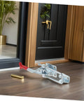 Heavy Duty Toggle Latch Clamp With 2183lbs Holding Power And Quick Release Pull Hasp For Freezer Doors Gun Vests And Toolboxes Made From Strong Galvanized Iron mounted near a door.