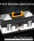 14 Inch And 17 Inch Stainless Steel Tool Box With Removable Tray, Heavy Duty Portable Tool Organizer And Storage Chest