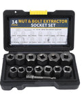 14-Piece Screw And Nut Extractor Set Chrome Molybdenum Steel Heavy Duty Workhorse Easy Out Tools For Damaged Frozen Rusted Screws And Nuts
