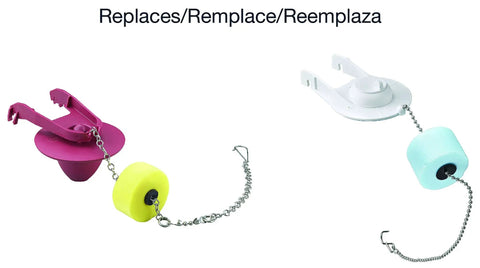 Blue GP85160 Flapper With Float 2 Inch Toilet Flapper Replacement shown in purple and white with chain and float