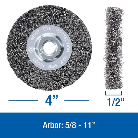4-Inch Crimped Wire Wheel For Angle Grinder With 5/8-11 Arbor.014 Carbon Steel Wire Flexible For Light To Medium Jobs