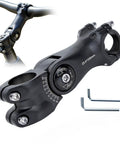 Adjustable Bike Stem for 25.4mm Handlebars and 28.6mm Forks shown with tools, 100mm center length, black aluminum material