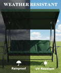 3-Person Outdoor Porch Swing Bed With Stand And Adjustable Canopy For Adults, weather-resistant feature shown
