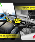 Knuckle Busting 200Cc Fluid Extractor And Fill Hand Pump Manual Oil Change Syringe dual purpose comparison in use with clean oil extraction