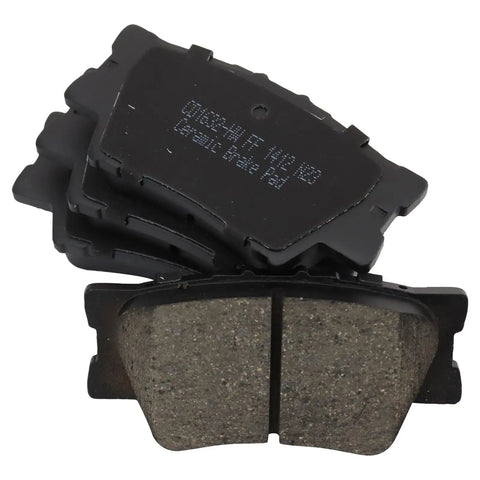 Front and Rear Ceramic Brake Pad Set with Hardware for Toyota, visible metallic ceramic surface, quiet low dust
