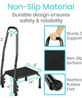 Step Up Stool With Handy Grip For Seniors And Adults Heavy Duty Bariatric Metal Bedside Bath Stool Up To 300 Pounds Non Slip Platform.