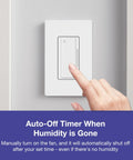 Smart Humidity Sensor Switch For Bathroom Exhaust Fans With Auto Moisture Control, 3 Amp Single Pole Fan Controller, White