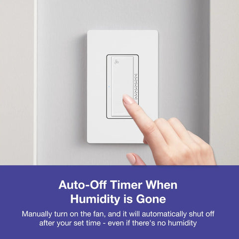 Smart Humidity Sensor Switch For Bathroom Exhaust Fans With Auto Moisture Control, 3 Amp Single Pole Fan Controller, White